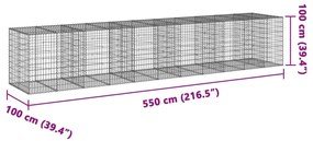 Cesto gabião com cobertura 550x100x100 cm ferro galvanizado