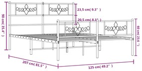 Estrutura de cama com cabeceira e pés 120x200 cm metal branco