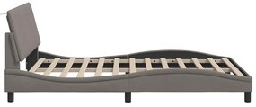 Cama sem colchão 140x190 cm tecido castanho-acinzentado