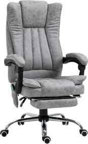 Vinsetto Cadeira de Escritório com 6 Pontos de Massagem 5 Rodas Encosto Reclinável 135º Função de Aquecimento 62x67x113-120 cm Cinza | Aosom Portugal