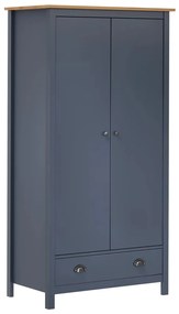 vidaXL Roupeiro 2 portas Hill 89x50x170 cm pinho maciço cinzento