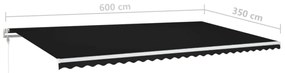 Toldo automático com LED e sensor de vento 600x350 cm antracite