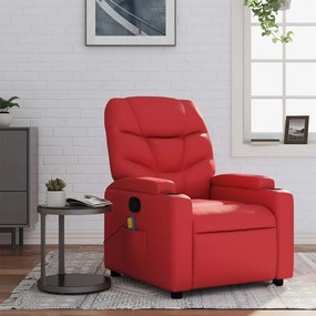 Poltrona de massagens reclinável couro artificial vermelho