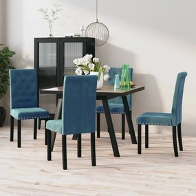 vidaXL Cadeiras de jantar 4 pcs veludo azul