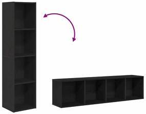 Gabinete de Livro/TV Carvalho Preto 36x30x143 cm