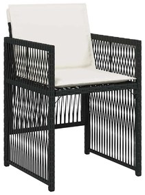 Conjunto de jantar de jardim com 5 peças e almofadas pretas e de ratta
