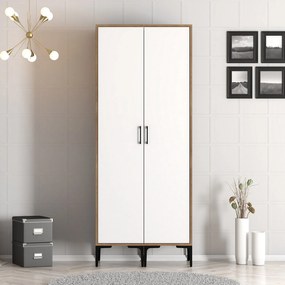 Roupeiro Kumsal SS – Nogueira e Branco – 80 cm x 47,5 cm x 201,4 cm