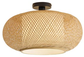 Candeeiro de Teto Japandi Bambu com Interior Branco - Liva