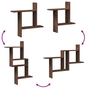 Prateleiras parede 2 pcs derivados de madeira carvalho castanho