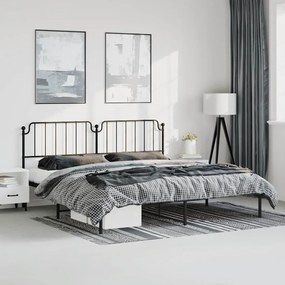Estrutura de cama com cabeceira 183x213 cm metal preto