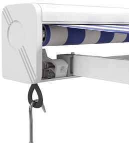 Toldo retrátil 3,5x2,5 m tecido e alumínio azul e branco