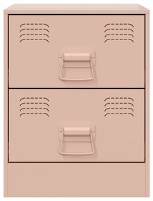 Mesas de cabeceira 2 pcs 34,5x39x44 cm aço rosa