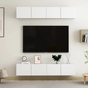 Móveis de TV 4 pcs 80x30x30 cm contraplacado branco