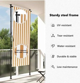 Estore de rolo exterior 120x270 cm tecido/aço laranja e branco