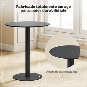 Mesa de Refeição Redonda para 2 Pessoas  (CADEIRAS NÃO INCLUIDAS) Mesa de Cozinha de Aço para Interior e Exterior Ø60x72 cm Preto