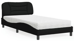 Cama com colchão 100x200 cm tecido preto