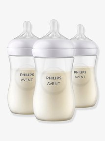 Lote de 3 biberões de 260 ml, da Philips AVENT Natural Response transparente