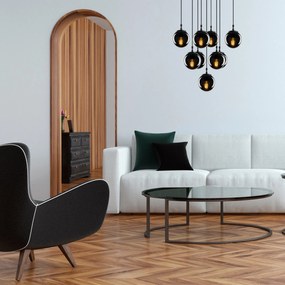 Candeeiro de Teto Efe – Preto Fumado – 78 x 78 cm