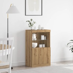 Sideboard vidaXL com luzes LED Carvalho Artesanal 60x37x100 cm