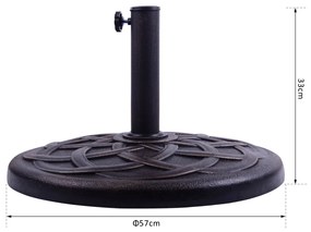 Base para Chapéu de Sol Suporte para Chapéu de Sol de Resina para Jardim terraço Exterior Ø57x35cm Preto e Bronze