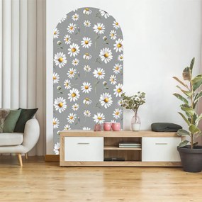 Autocolante de parede para cacifo - Arco com margaritas