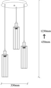 Chandelier Zumra – Preto – Diâmetro: 33 cm, Altura: 123 cm