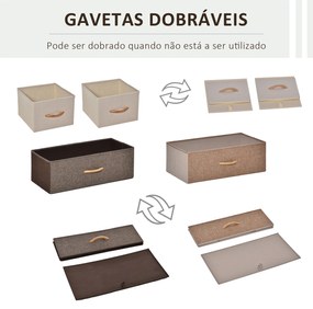 Cómoda de Tecido com 4 Cestos Removíveis e Dobráveis Base Elevada Móvel de Armazenamento 58x29x78,5 cm  Multicor