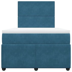 Cama boxspring com colchão 120x200 cm veludo azul