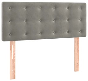 Cama box spring colchão LED 120x190 cm couro artif. cinza-claro