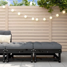 vidaXL Apoios de pés p/ jardim c/ almofadões 2 pcs pinho maciço preto