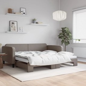 vidaXL Sofá-cama com gavetão 100x200 cm tecido cinzento-acastanhado