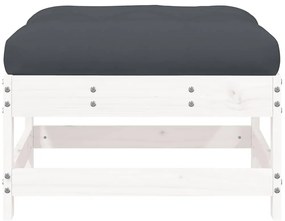 Apoio de pés p/ jardim c/ almofadão pinho maciço branco