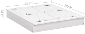 Caixa de areia 95x90x15 cm madeira de abeto branco