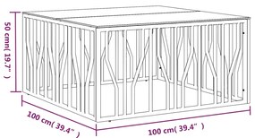 Mesa de centro 100x100x50 cm aço inoxidável e vidro prateado