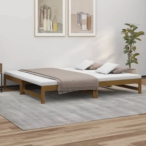 823407 vidaXL Estrutura sofá-cama de puxar 2x(90x200) cm pinho castanho-mel