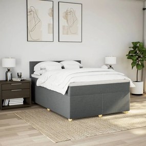 Cama com molas/colchão 160x200 cm tecido cinzento-escuro