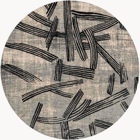 Tapete redondo lavável em jacquard para interior e exterior Kanji