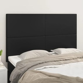 Cabeceira de cama 4 pcs couro artificial 72x5x78/88 cm preto