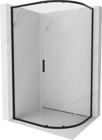 Mexen Exo cabine de duche semicircular assimétrica deslizante 100 x 90 cm, transparente, preta - 8131-100-090-70-00