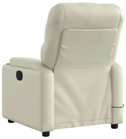 Poltrona massagens reclinável elétrica couro artificial creme