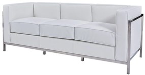 Sofá LOBBY – 3 Lugares – 183x70x68 cm – Aço Inoxidável e Pele Sintétic