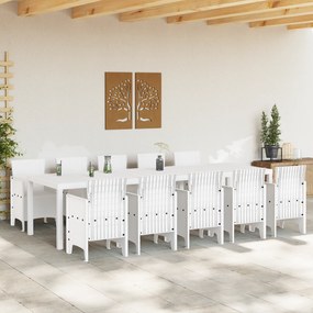 Conjunto de Jantar para Jardim de 11 Peças Branco em Polirattan