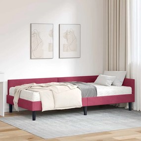 vidaXL Estrutura de Cama de Canto com Colchão 2 pcs Verde Veludo