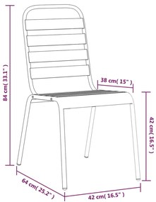 3 pcs conjunto de jantar para jardim aço antracite