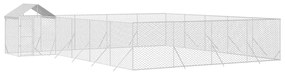 Canil de exterior com teto 10x8x2,5 m aço galvanizado prateado