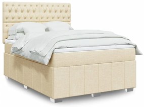 Cama com molas/colchão 140x200 cm tecido cor creme