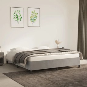 Estrutura de cama sem colchão 160x200 cm veludo cinzento-claro