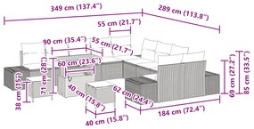 Conjunto de Sofá de Jardim vidaXL de 13 Peças com Almofadas Bege Polir