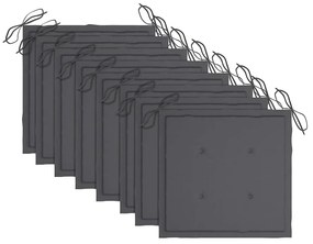 Cadeiras de exterior dobráveis c/ almofadões 8pcs acácia maciça