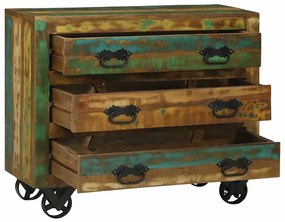Aparador com 3 Gavetas 80x30x65 cm Madeira Sólida Recuperada